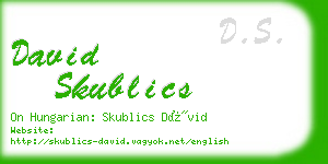 david skublics business card